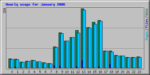 Hourly usage for January 2006